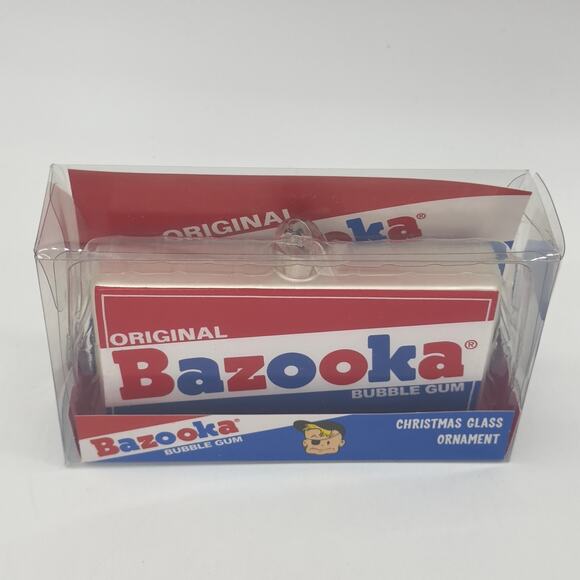 Kat + Annie Bazooka Bubble Gum Box Glass Christmas Ornament NEW - Picture 2 of 3